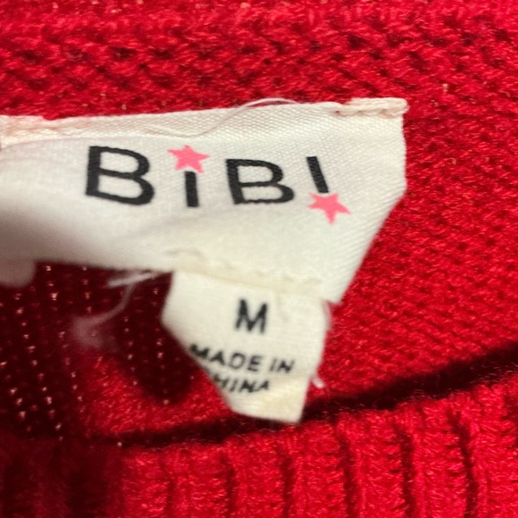 BiBi Red Sweater with Cream Star Design - Picture 2 of 6